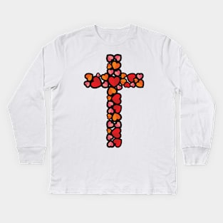 The cross is a symbol of the crucifixion of the Son of God for the sins of mankind. Kids Long Sleeve T-Shirt